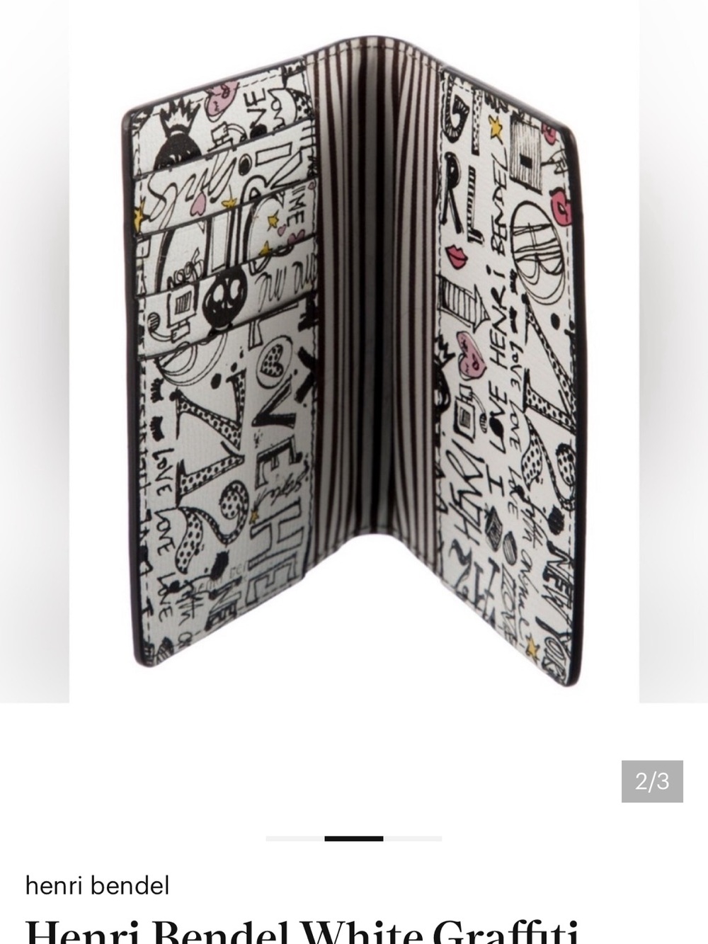 Henri Bendel White Graffiti Passport Cover with Pink and Yellow Accents - Picture 2 of 3